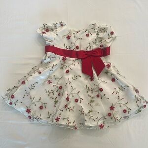 Charming Floral Kids Dress with Red Bow